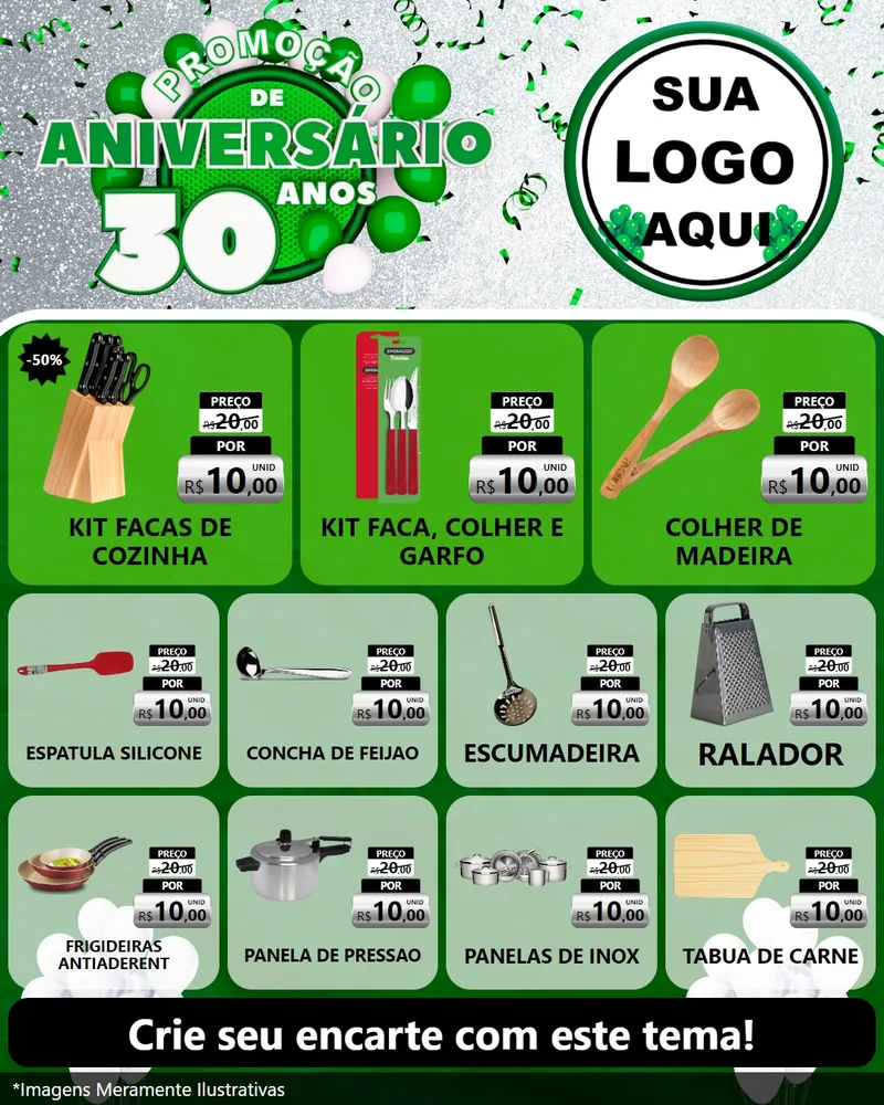 Modelo de Rede Social para Feed Instagram com o tema Promoção de Aniversário - 30 Anos para Utilidades Domésticas