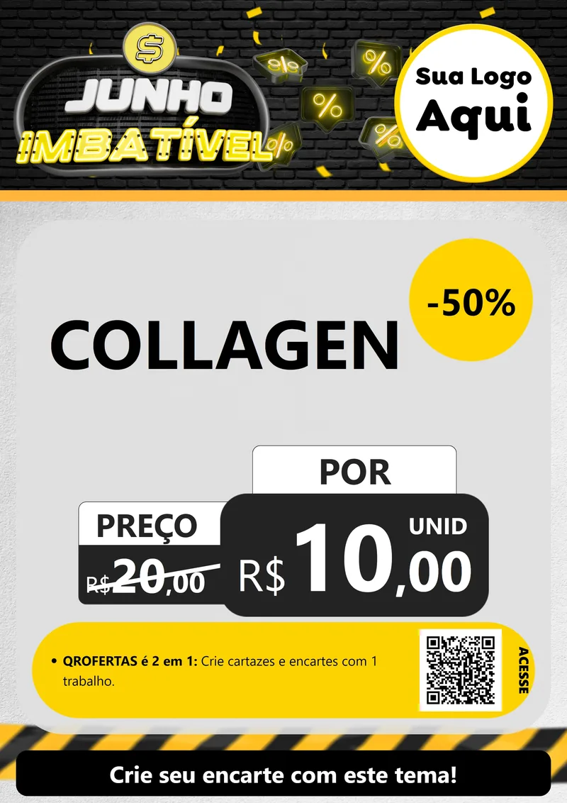 Modelo de Cartaz para Cartaz A4 Vertical com o tema Junho Imbatível para Suplementos alimentares