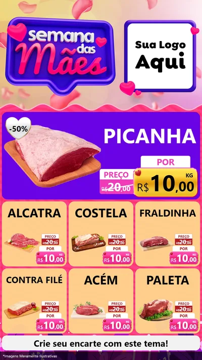 Modelo de Rede Social para Stories com o tema Semana das Mães para Açougue
