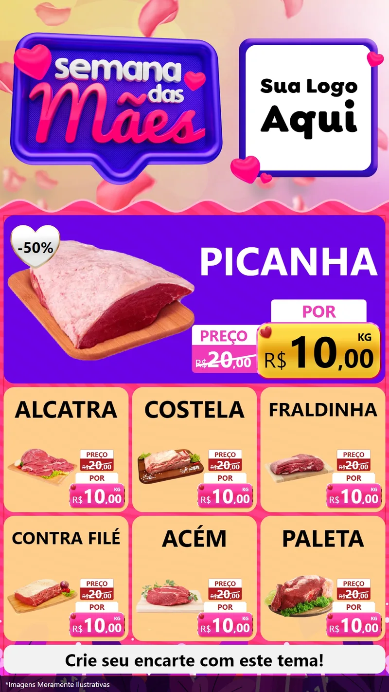Modelo de Rede Social para Stories com o tema Semana das Mães para Açougue