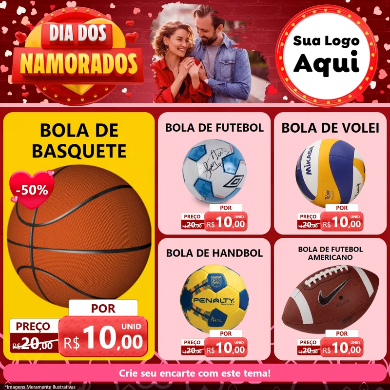 Modelo de Rede Social para Feed Facebook com o tema Dia Dos Namorados para Artigos Esportivos