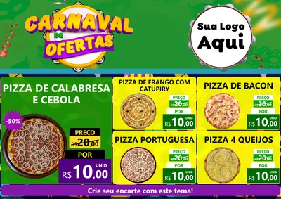 Modelo de Encarte para Encarte A4 Horizontal com o tema Carnaval de Ofertas para Pizzaria