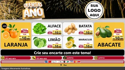 Modelo de TV para TV Horizontal com o tema Ofertas de Fim de Ano para Hortifrúti