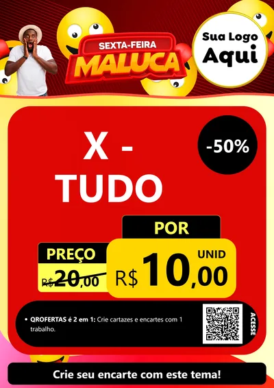 Modelo de Cartaz para Cartaz A4 Vertical com o tema Sexta-feira Maluca para Hamburgueria