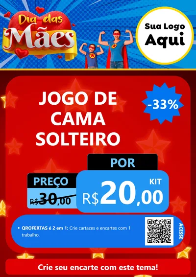 Modelo de Cartaz para Cartaz A4 Vertical com o tema Dia das Mães para Cama, Mesa e Banho