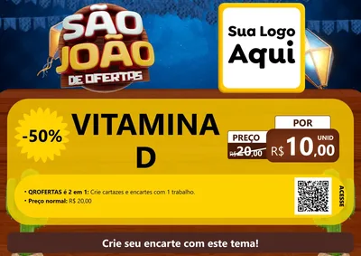Modelo de Cartaz para Cartaz A4 Horizontal com o tema São João Ofertas Imbatíveis! - Junina para Farmácia