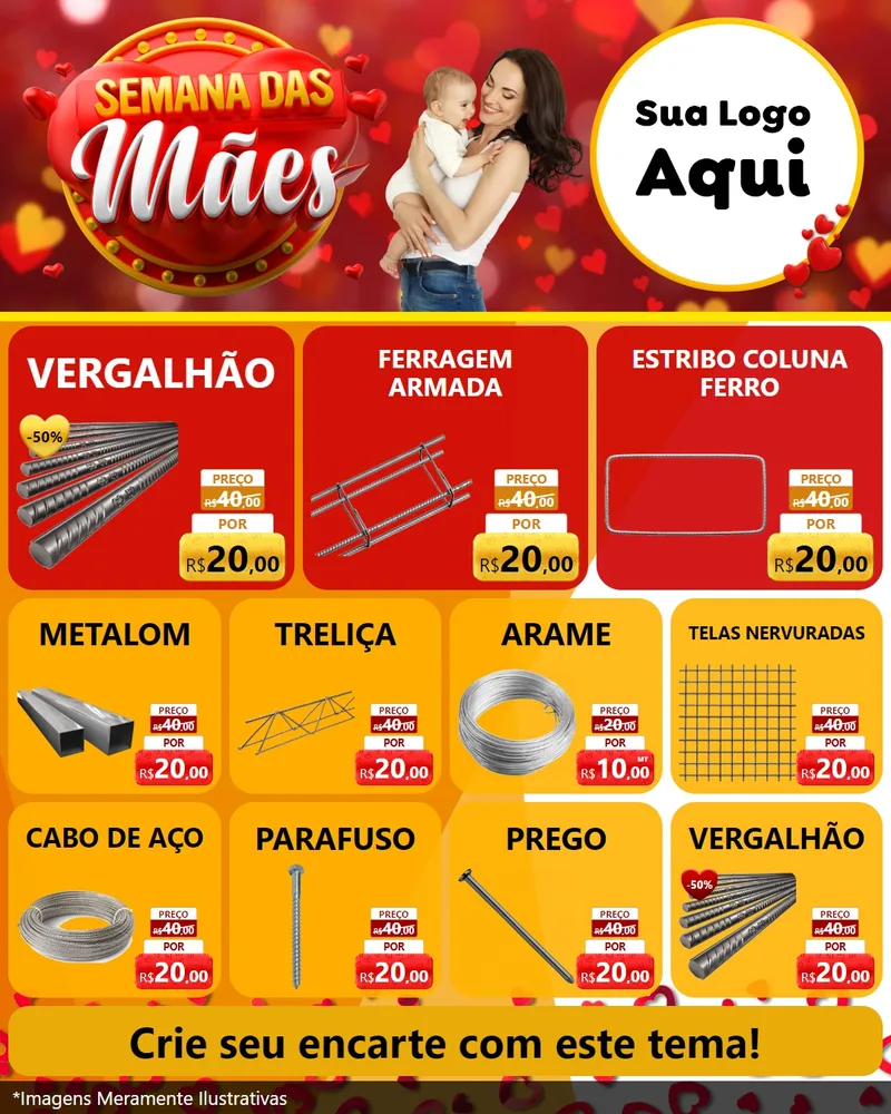 Modelo de Rede Social para Feed Instagram com o tema Semana das Mães para Ferragens