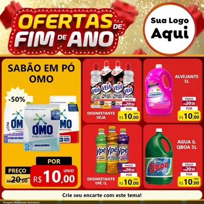 Modelo de Rede Social para Feed Facebook com o tema Ofertas de Fim de Ano para Produtos de Limpeza