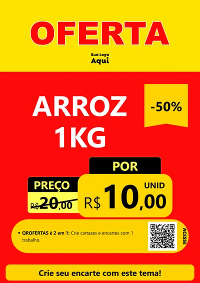 Modelo de Cartaz para Cartaz A4 Vertical com o tema OFERTA - Vermelho Cartaz para Supermercado