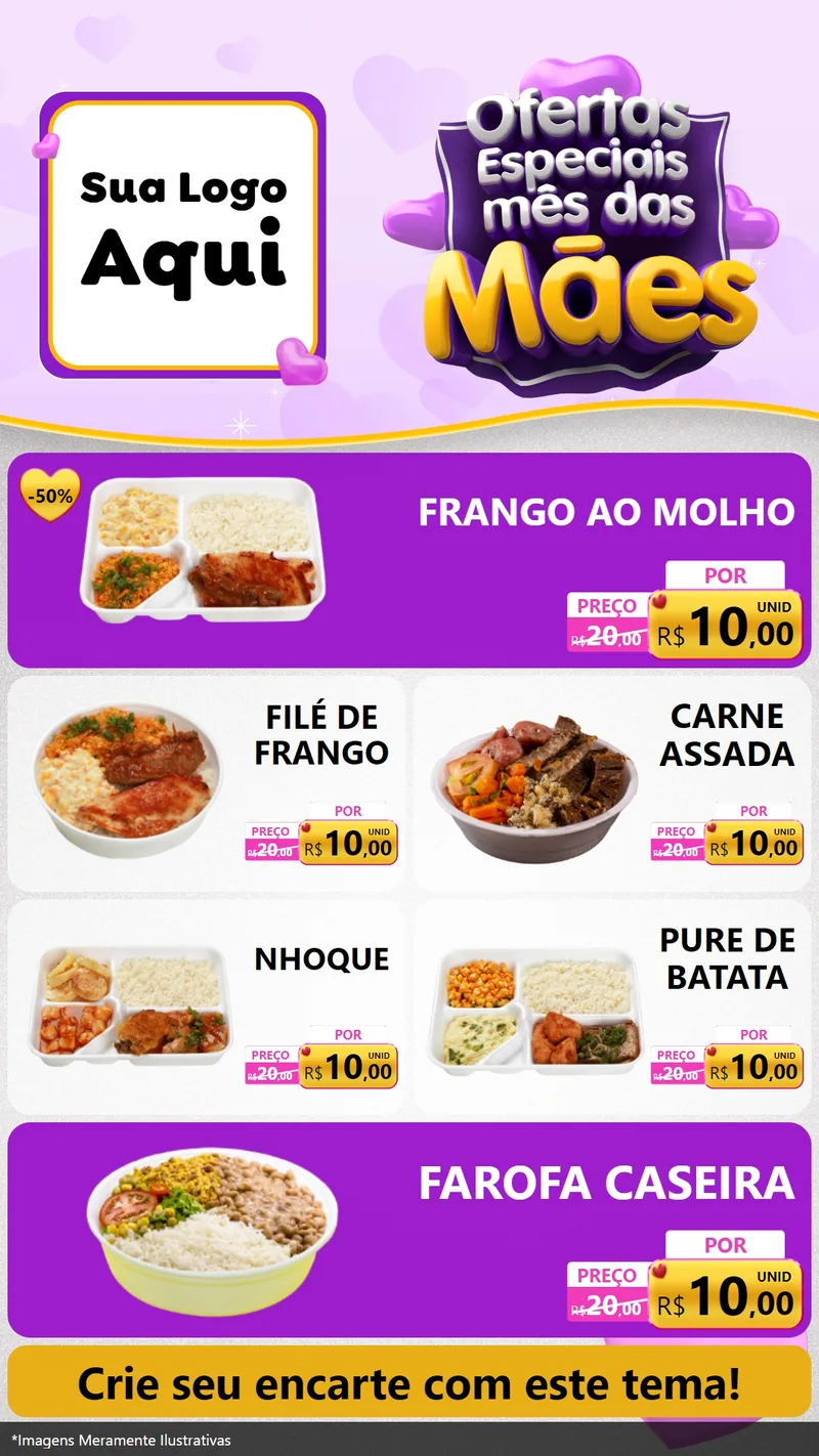 Modelo de TV para TV Vertical com o tema Ofertas Especiais - Mês das Mães para Restaurante