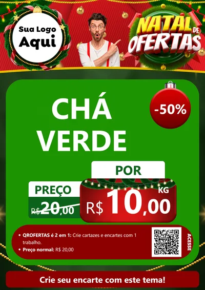 Modelo de Cartaz para Cartaz A4 Vertical com o tema Natal de Ofertas para Produtos Naturais