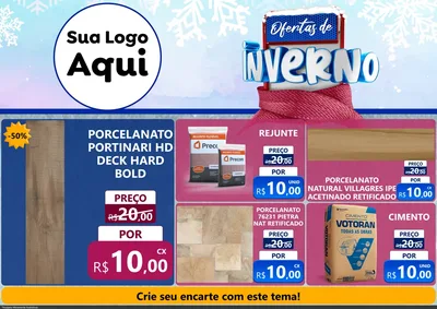 Modelo de Encarte para Encarte A4 Horizontal com o tema Ofertas de Inverno para Pisos e revestimentos