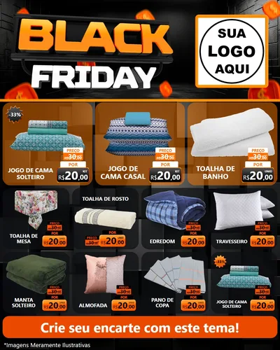 Modelo de Rede Social para Feed Instagram com o tema Black Friday para Cama, Mesa e Banho