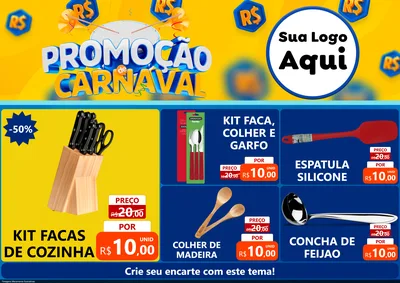 Modelo de Encarte para Encarte A4 Horizontal com o tema Promoção de Carnaval para Utilidades Domésticas