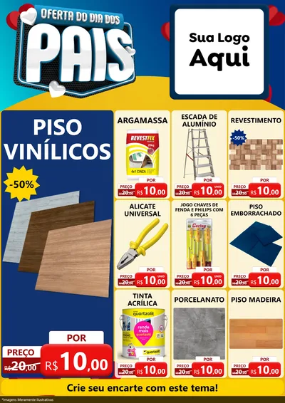 Modelo de Encarte para Encarte A4 Vertical com o tema Oferta Do Dia Dos Pais para Material para Construção