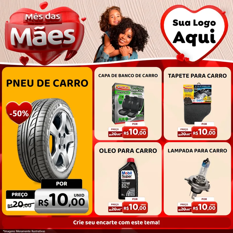 Modelo de Rede Social para Feed Facebook com o tema Mês das Mães para Auto peças