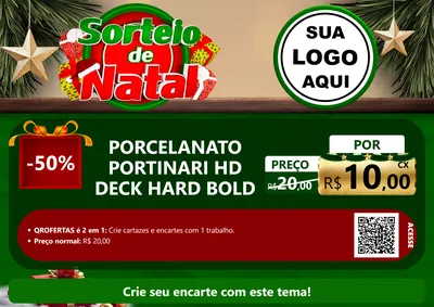 Modelo de Cartaz para Cartaz A4 Horizontal com o tema Sorteio de Natal para Pisos e revestimentos