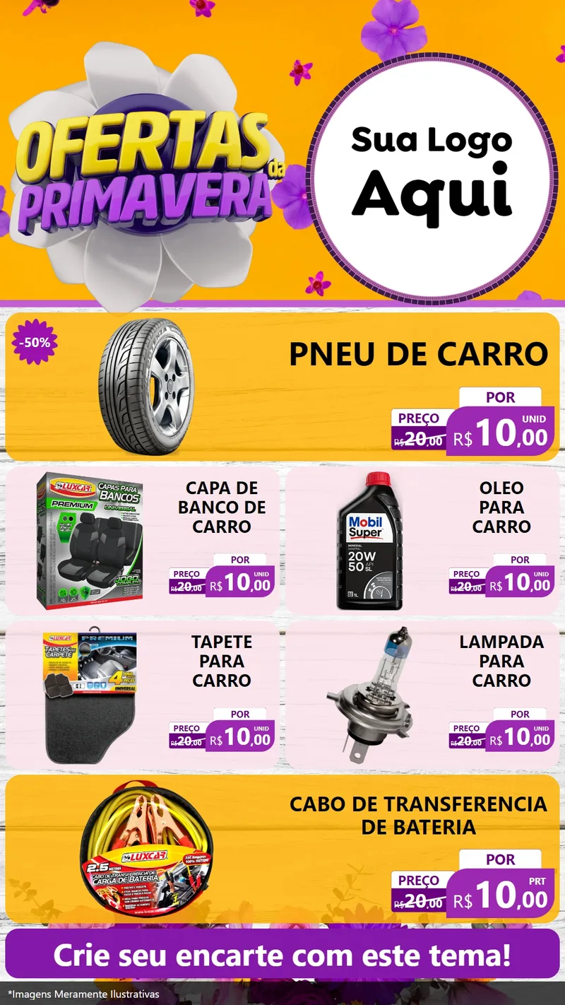 Modelo de TV para TV Vertical com o tema Ofertas Da Primavera para Auto peças