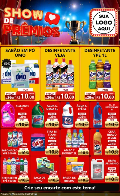 Modelo de Encarte para Encarte Grande com o tema Show de Prêmios para Produtos de Limpeza