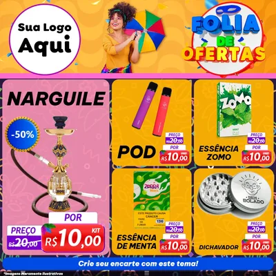 Modelo de Rede Social para Feed Facebook com o tema Folia de Ofertas para Tabacaria