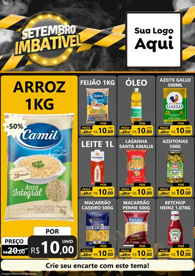 Modelo de Encarte para Encarte A4 Vertical com o tema Setembro Imbatível para Supermercado
