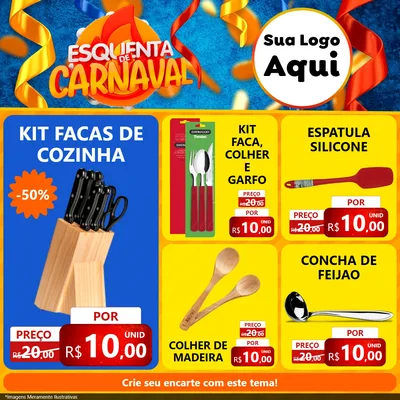 Modelo de Rede Social para Feed Facebook com o tema Esquenta de Carnaval para Utilidades Domésticas