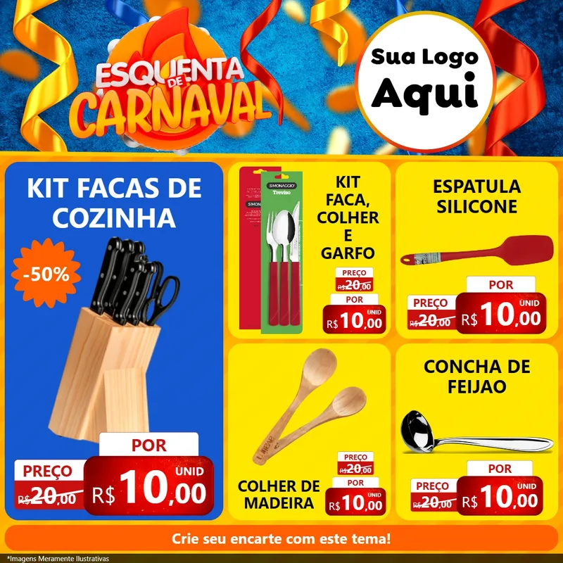Modelo de Rede Social para Feed Facebook com o tema Esquenta de Carnaval para Utilidades Domésticas