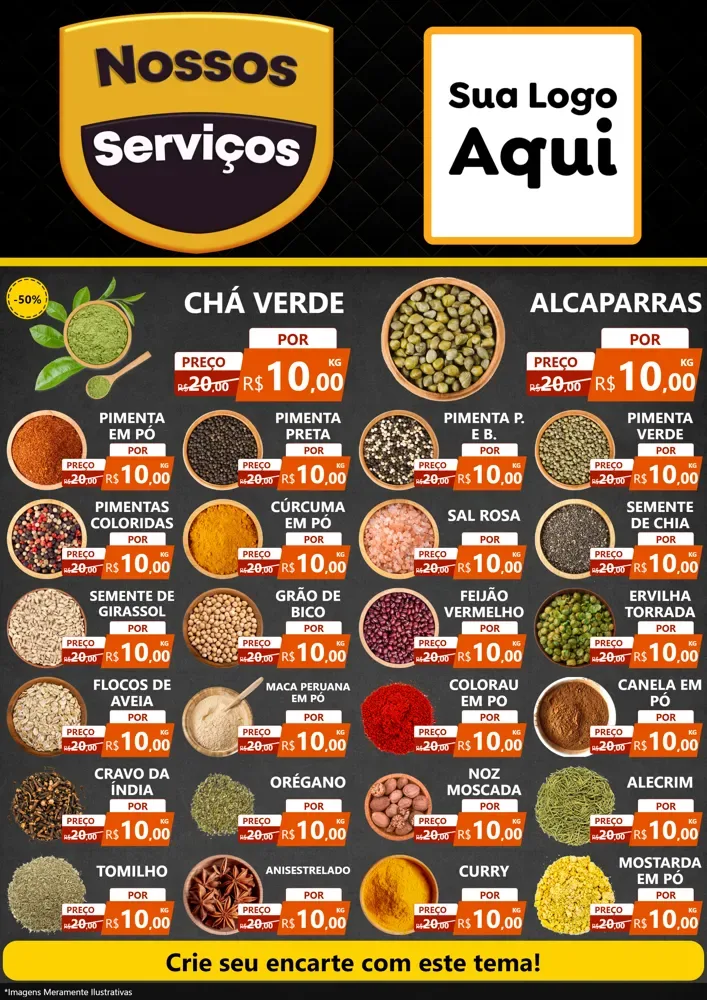 Modelo de Encarte para Encarte A4 Vertical com o tema Nossos Serviços para Produtos Naturais
