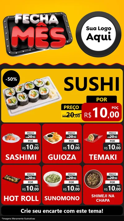 Modelo de Rede Social para Stories com o tema Fecha Mês para Comida japonesa