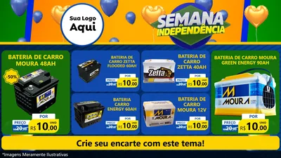 Modelo de TV para TV Horizontal com o tema Semana da Independência para Baterias Elétricas