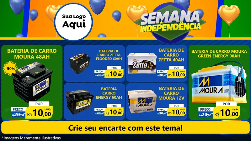 Modelo de TV para TV Horizontal com o tema Semana da Independência para Baterias Elétricas