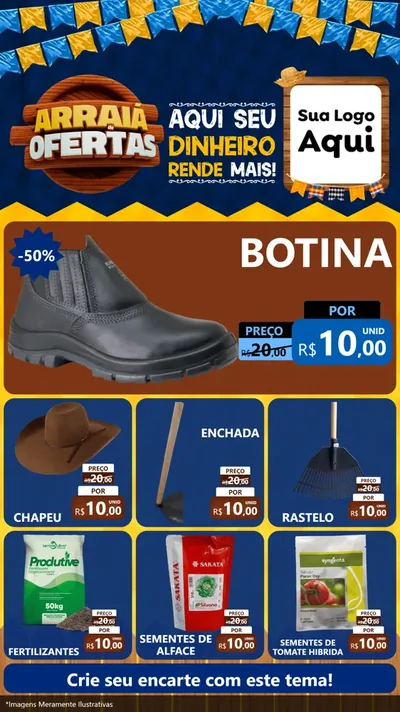 Modelo de Rede Social para Stories com o tema Arraiá de Ofertas - Junina para Agropecuária