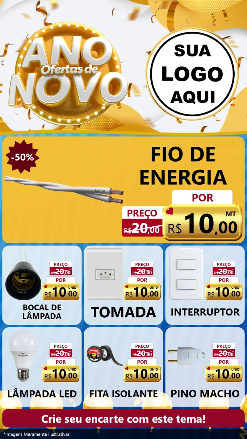 Modelo de Rede Social para Stories com o tema Ofertas de Ano Novo para Materiais Elétricos