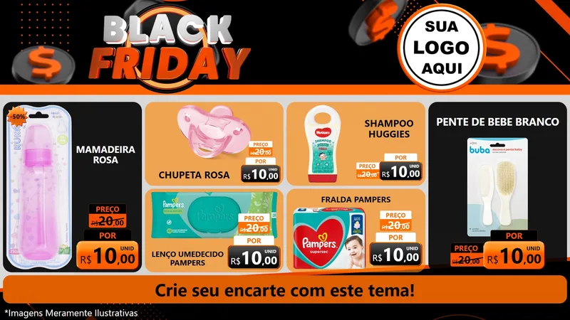Modelo de TV para TV Horizontal com o tema Black Friday para Bebês