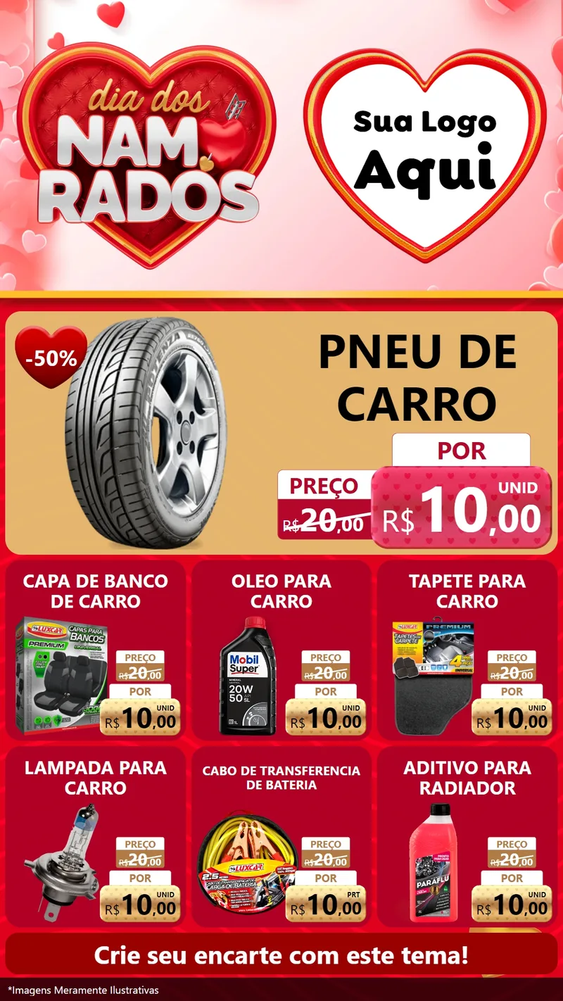 Modelo de Rede Social para Stories com o tema Dia dos Namorados para Auto peças