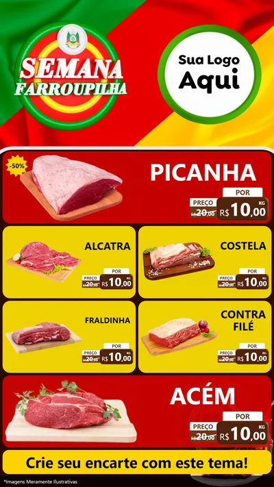 Modelo de TV para TV Vertical com o tema Semana Farroupilha para Açougue