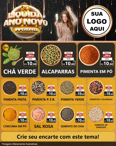Modelo de Rede Social para Feed Instagram com o tema Liquida Ano Novo Imperdível para Produtos Naturais