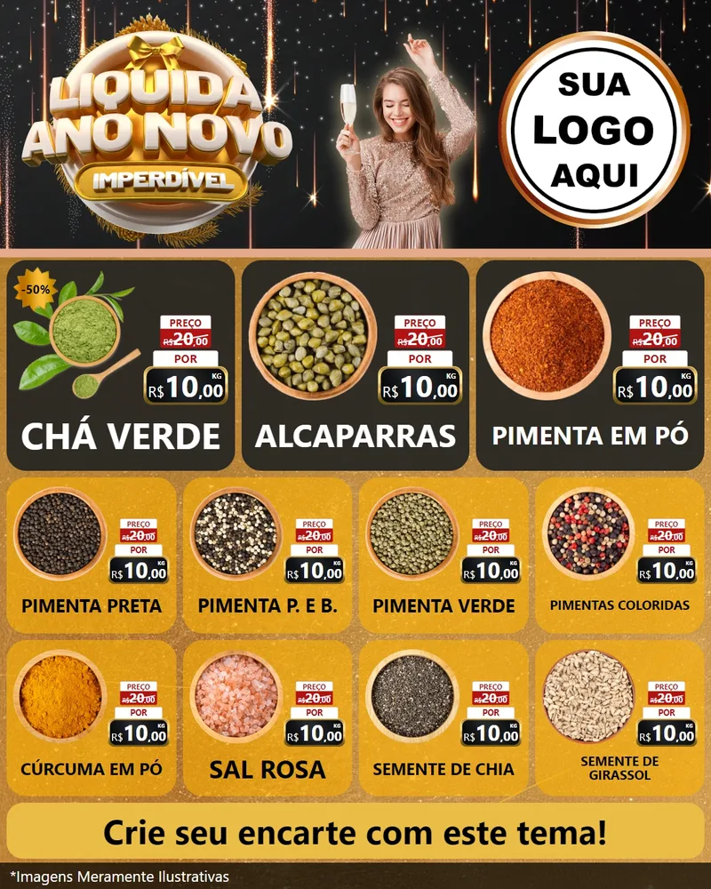 Modelo de Rede Social para Feed Instagram com o tema Liquida Ano Novo Imperdível para Produtos Naturais