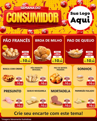 Modelo de Rede Social para Feed Instagram com o tema Semana do Consumidor para Padaria
