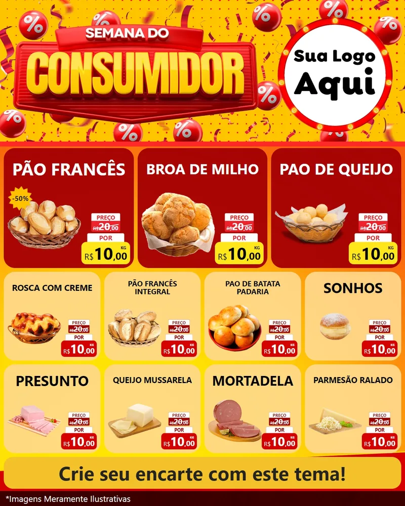 Modelo de Rede Social para Feed Instagram com o tema Semana do Consumidor para Padaria