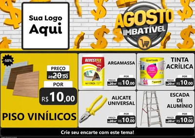 Modelo de Encarte para Encarte A4 Horizontal com o tema Agosto imbatível para Material para Construção