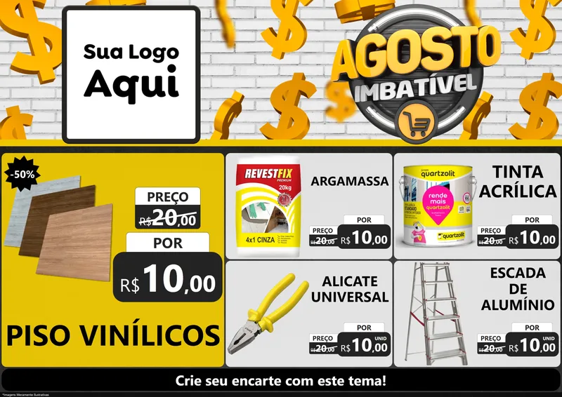 Modelo de Encarte para Encarte A4 Horizontal com o tema Agosto imbatível para Material para Construção