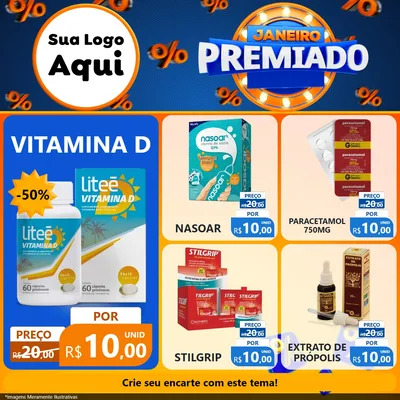 Modelo de Rede Social para Feed Facebook com o tema Janeiro Premiado para Farmácia