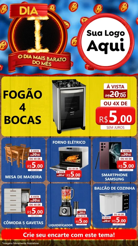 Modelo de Rede Social para Stories com o tema Dia I - O Dia Mais Barato Do Mês para Móveis e Eletro