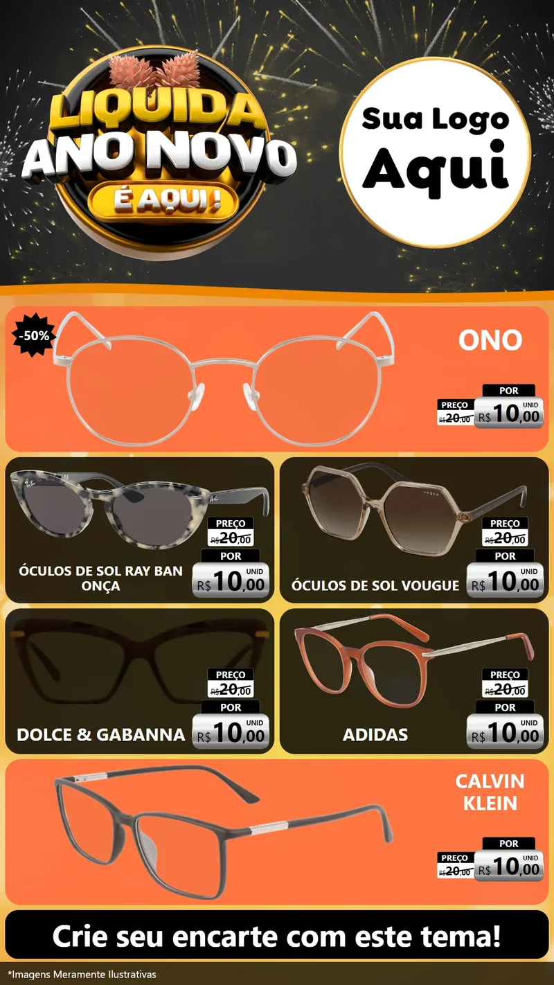 Modelo de TV para TV Vertical com o tema Liquida Ano Novo É Aqui! para Óticas