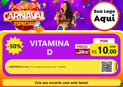 Modelo de Cartaz para Cartaz A4 Horizontal com o tema Pré-Carnaval Especial para Farmácia