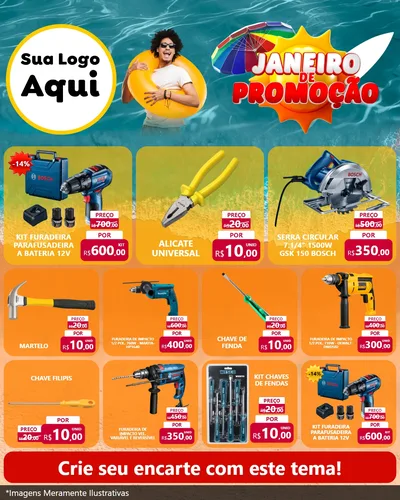 Modelo de Rede Social para Feed Instagram com o tema Janeiro de Promoção para Maquinas e Ferramentas
