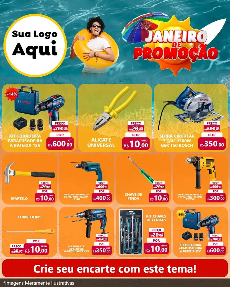 Modelo de Rede Social para Feed Instagram com o tema Janeiro de Promoção para Maquinas e Ferramentas