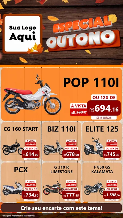 Modelo de Rede Social para Stories com o tema Especial Outono para Concessionaria de Motos