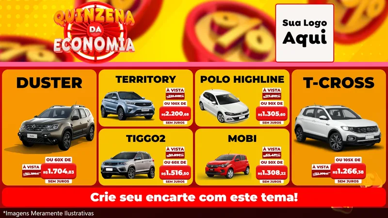 Modelo de TV para TV Horizontal com o tema Quinzena Da Economia para Concessionaria de Carros